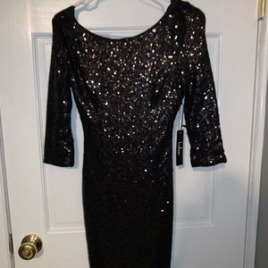 Lulu’s Black Sequin Midi Dress, Size: X-Small